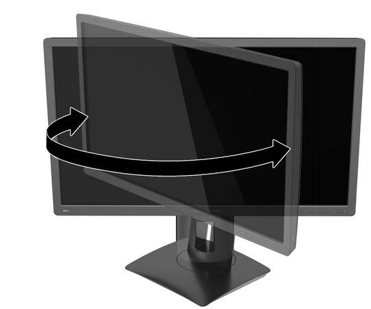 2. Obróć monitor w lewo lub w prawo, aby uzyskać najlepszy kąt widzenia. 3.