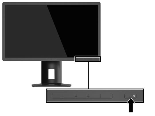 Włączanie monitora 1. Ustaw główny włącznik zasilania z tyłu monitora w położeniu włączonym. 2. Włącz komputer, naciskając jego przycisk zasilania. 3.