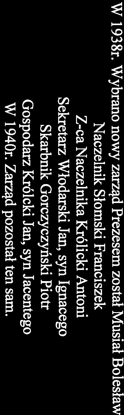 Prezes straży Kłosowicz Władysław zrzekł się z fimkcji prezesa i na jego miejsce prezesem wybrano jego zastępcę Ligór Jan W 1 929r.