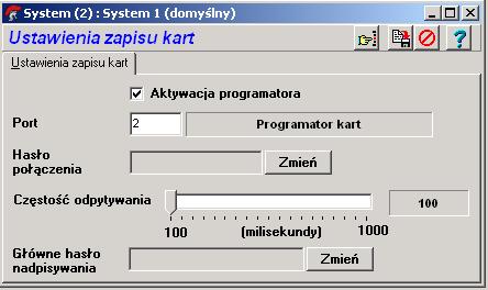 2.1 Uruchomienie programatora kart: 2.1.1 Zdefiniowanie portu szeregowego do komunikacji z programatorem kart (admin/programator kart/ustawienia) 2.