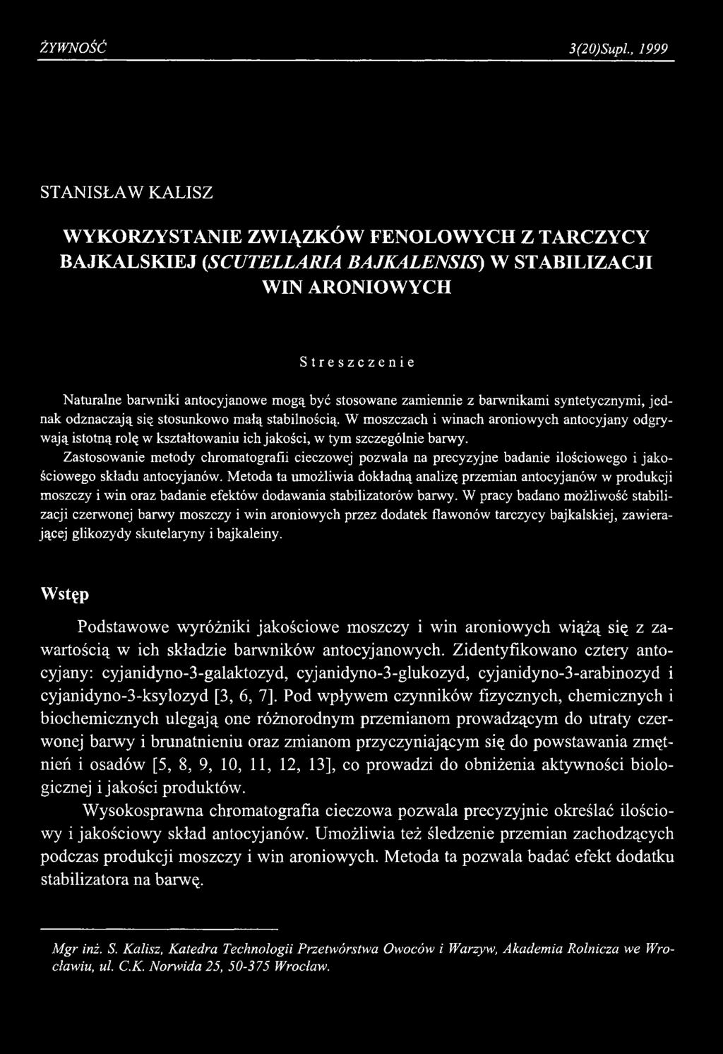 ŻYWNOŚĆ 3(20)Supl.
