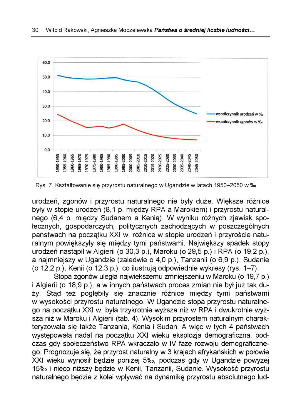 Witold Rakowski, Agnieszka Modzelewska Państwa Ż średniej liczbie ludności...30 60.0 so.o 40.0 30.0 20.0 wspdłciynnik urodzeń w współczynnik zgonów w %o 10.0 Rys. 7.