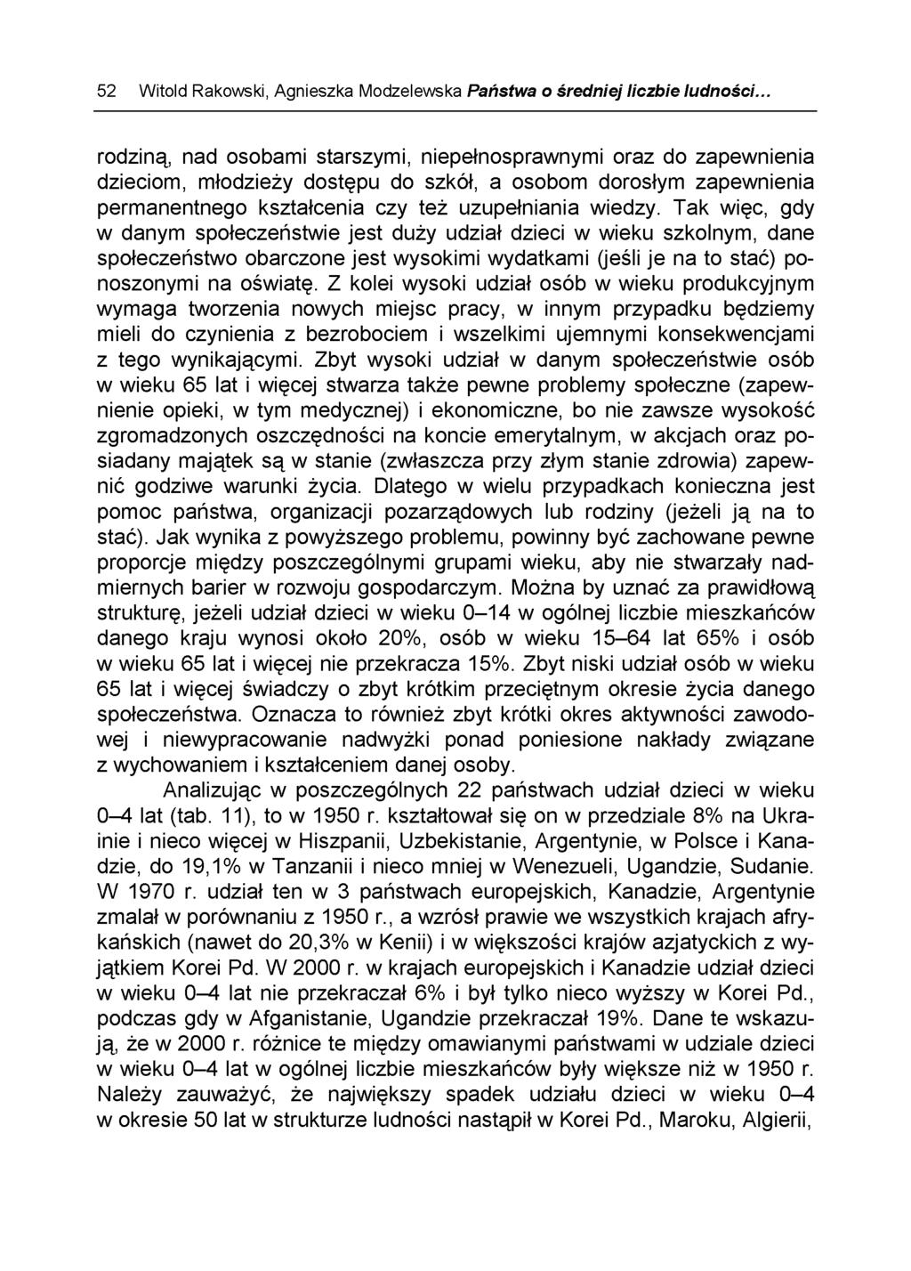 Witold Rakowski, Agnieszka Modzelewska Państwa Ż średniej liczbie ludności.