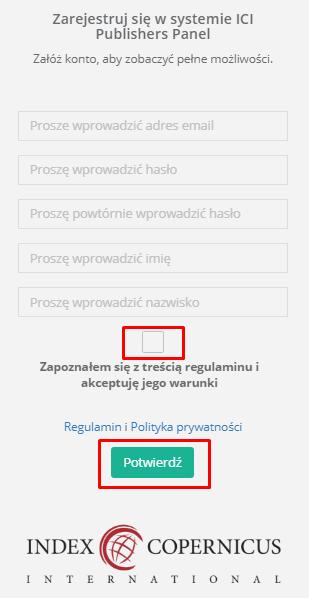 W celu rejestracji konta należy wprowadzić niezbędne dane, tj. adres e-mail (który będzie służył także jako login do systemu), hasło, imię i nazwisko.