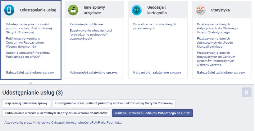 Składanie wniosku o nadanie uprawnień podmiotowi publicznemu Aktywowanie funkcjonalności Podmiotu Publicznego na elektronicznej Platformie Usług Administracji Publicznej epuap możliwe jest po