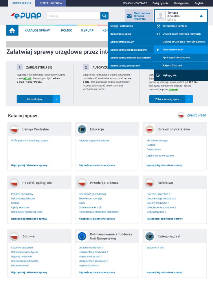 Udostępnianie usług Instalacja usługi jest pierwszym z etapów uruchamiania procesu świadczenia elektronicznych usług przez portal epuap.