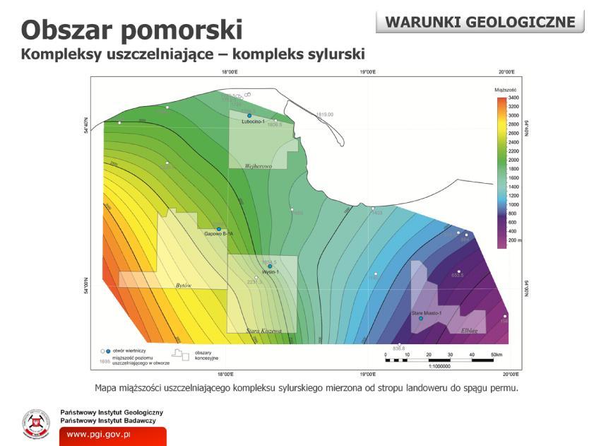 Ze względu na dużą rangę czynników geotektonicznych, które warunkowały sedymentację i erozję sylurskiego kompleksu uszczelniającego, jego miąższość zmienia się płynnie na badanym obszarze od