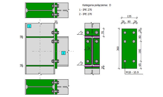 BeamRigidColumn v. 0.9.9.7 Belka - słup (blacha czołowa) EC3 1991-1-8: 2006 Wytężenie: 0.98 Dane Słup IPE 270 h c b fc t fc t wc R c 270.00[mm] 135.00[mm] 10.20[mm] 6.60[mm] 15.