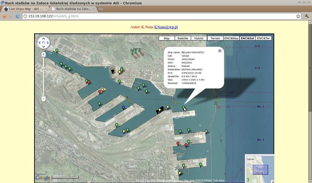 Google Maps jest też wykorzystywany przez serwis internetowy Marinetraffic (http://www.marinetraffic.com) pozwalający obserwować ruch statków na świecie za pomocą AIS.