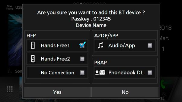 Przy próbie rejestracji jedenastego urządzenia Bluetooth, najwcześniej podłączone urządzenie Bluetooth zostanie usunięte, aby zarejestrować jedenaste.