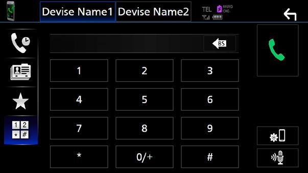 Wybrać telefon, który zostanie użyty Po podłączeniu dwóch telefonów komórkowych 1) Należy dotknąć [ ], aby wybrać telefon, który ma być używany. Konfiguracja Bluetooth 1) Dotknij [].