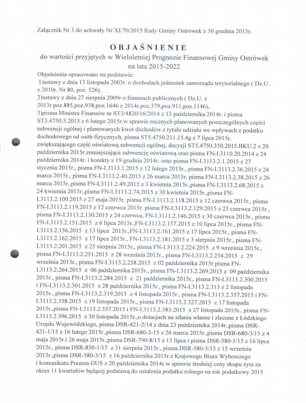 Zalacznik Nr 3 d uchwaty Nr XI/70/2015 Rady Gminy strwek z 30 grudnia 2015r.