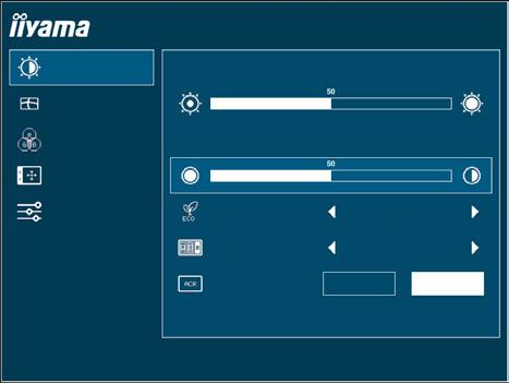 ZAWARTOŚĆ MENU REGULACJA Jasność Picture Adjust Jasność Jasność ProLite T2454MSC Ustawienia obrazu Ustawienia kolorów Kontrast Konfiguracja OSD Ekstra Tryb Eco Mode1 i-style Colour Standard Kontrast