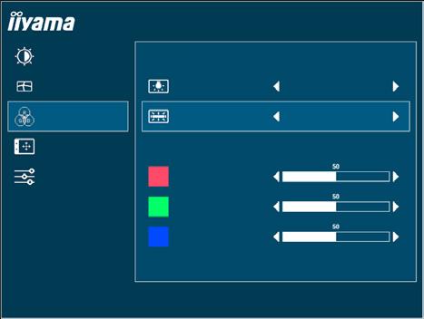 Ustawienia kolorów* Color Settings Jasność Ustawienia kolorów ProLite T2454MSC Ustawienia obrazu Gamma Gamma1 Ustawienia kolorów Temp.