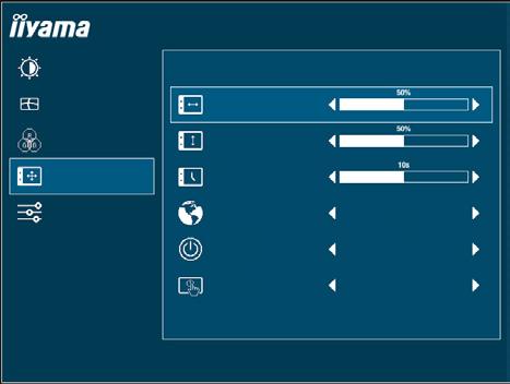 Konfiguracja OSD OSD Jasność Ustawienia menu OSD ProLite T2454MSC Ustawienia obrazu Pozycja pozioma Ustawienia kolorów Pozycja pionowa Konfiguracja OSD Wygaszenie OSD Ekstra Język Polski
