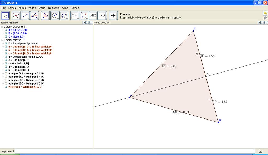 S t r o n a 2 Fig.1. An isosceles triangle and the bisector of an angle Is it the same in any other triangle?
