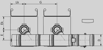 kotłów 2 45 k lub 2 60 k 2 80 k lub 2 100 k 2 125 k lub 2 150 k Przyłącze spalin kotła Dk 80 110 110 Odstęp pomiędzy przyłączami G 580 580