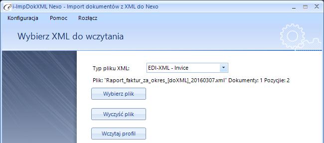 3. Praca z programem Program ma formę kreatora, w którym w kolejnych krokach wskazujemy elementy importu a na zakończenie procesu zatwierdzamy wszystko przyciskiem Wykonaj. 3.1.