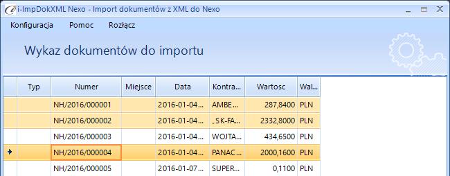 3.2. Wykaz dokumentów do importu W drugim kroku wskazujemy dokumenty z XML, które mają zostać przekazane do Subiekt Nexo Pro (rys. 16).