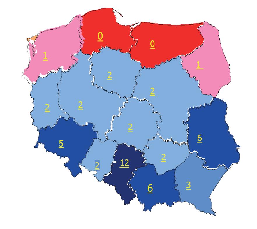 Kontrola przeprowadzona przez NIK wskazuje także, na brak oddziałów geriatrycznych (Rys.1). Nieliczne istniejące łóżka geriatryczne, zazwyczaj są częścią innych oddziałów.