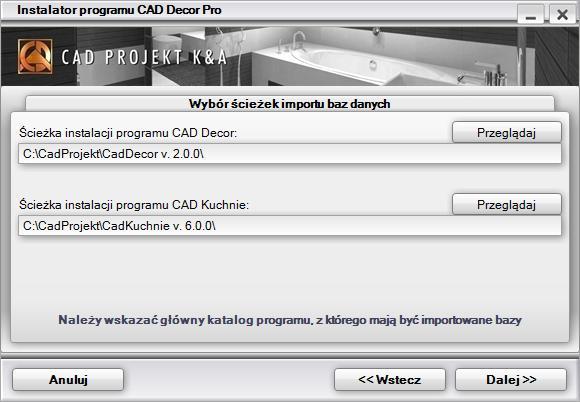 Import baz ma na celu uzupełnienie zbioru bibliotek o bazy, które nie zostały udostępnione na płycie instalacyjnej, a są dostępne w już posiadanych programach z rodziny CAD Projekt (np.