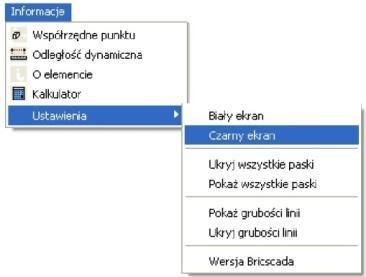 9. Zmiana koloru tła rysunku W środowisku.4cad dostępne są dwa kolory tła rysunku czarny i biały.