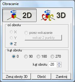 rys. 115 okno Obracanie - zakładki 2D i