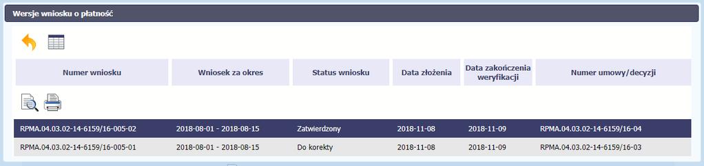 Jeżeli jest to jedyna wersja tego wniosku to system otworzy go w trybie odczytu.