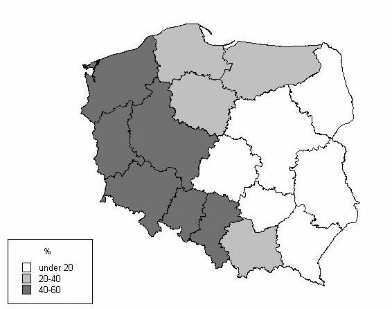 Odsetek gmin mających podpisane umowy