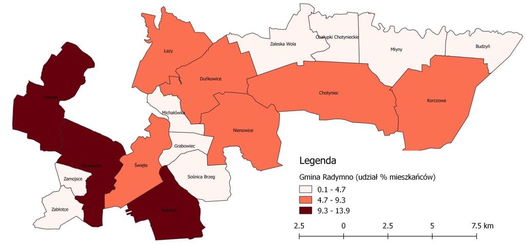 Tabela 2. Liczba mieszkańców Gminy Radymno wg miejsca zamieszkania (2015) Miejscowość l.