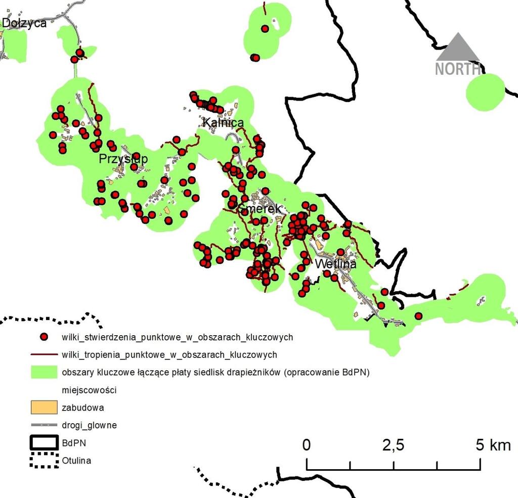PROBLEMY OCHRONNE / ROZWIĄZANIA Zabudowa obszarów cennych przyrodniczo wpływ na tereny chronione (fragmentacja) W ramach projektu Ochrona ostoi fauny puszczańskiej korytarze migracyjne (KIK/53)