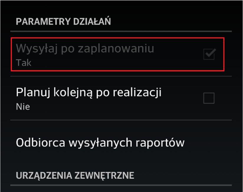 Rys. 7. Wyłączony parametr: Wyślij po zaplanowaniu bez możliwości zmiany. 2.3.