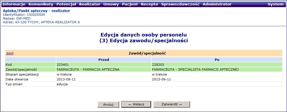 Jeśli nazwa dla żadnego z nowych kodów nie odpowiada nazwie dla starego kodu, operator zostanie zobligowany do ręcznego wskazania właściwego przekodowania spośród dostępnej puli. Rys. 4.