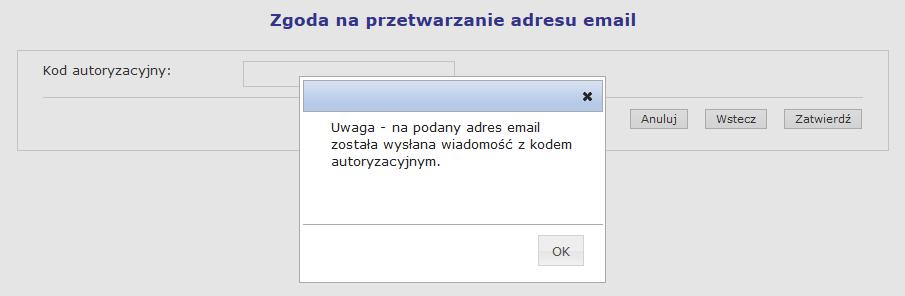 Wyrażenie zgody na przetwarzanie adresu email jest wymagane podczas wyrażania zgody na inne czynności systemowe związane z przetwarzaniem tego adresu (awaryjna zmiana hasła oraz otrzymywanie