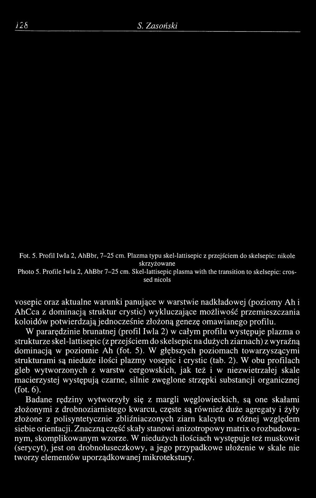 możliwość przemieszczania koloidów potwierdzają jednocześnie złożoną genezę omawianego profilu.