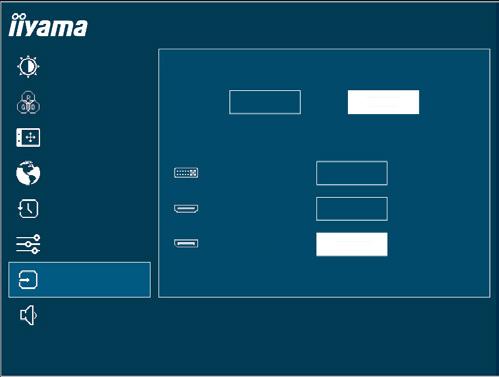 Wybór wejść Input Select Regulacje obrazu Źródło Sygnału ProLite B2791QSU Direct Ustawienia kolorów OSD Ręczne Auto Ręczne Język DVI Wybierz Przywróć HDMI Wybierz Różne DISPLAYPORT (DP) Wybierz Wybór