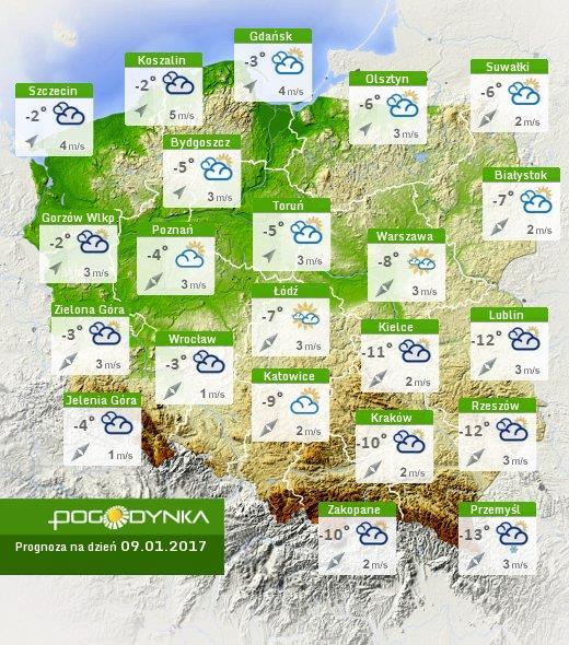Prognoza pogody dla Polski