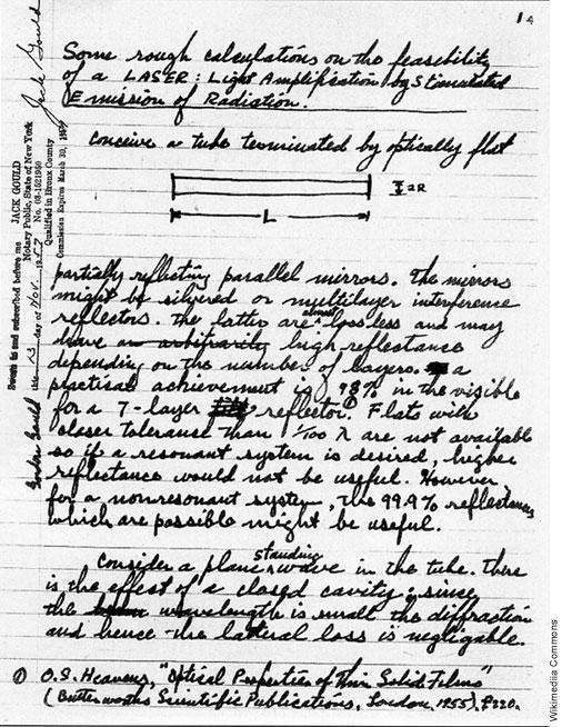 Laser Koncepcja lasera W listopadzie 1957 roku Gordon Gould po raz pierwszy użył skrótu LASER w notatce opisującej koncepcję jego budowy.