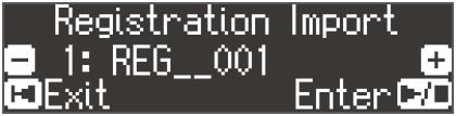 Przyciskami [ ] i [ ] zaznacz opcję Registration Export, a następnie naciśnij przycisk [ / ] (Enter). Pojawi się ekran roboczy Registration Export. 4. Zredaguj nazwę banku Zestawu Ustawień.
