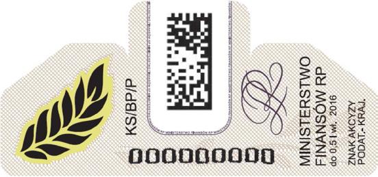 Dziennik Ustaw 6 Poz. 1178 XI. Wzór banderoli podatkowej samoprzylepnej na opakowania jednostkowe (puszki) wyprodukowanych na terytorium kraju wyrobów spirytusowych Rys. XII.