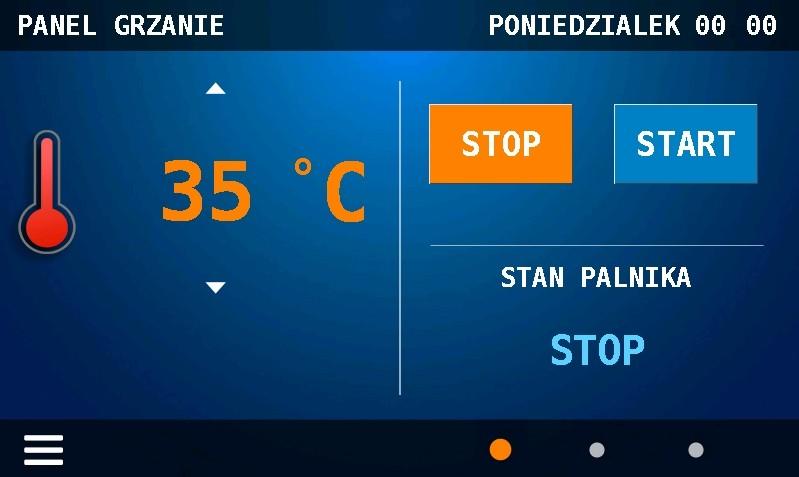 USTAWIANIE TEMPERATURY CO Sterownik ma możliwość ustawienia temperatury grzania w zakresie od temperatury mininalnej do 85 C (czujnik KTY) lub do 350 C (czujnik PT1000) lub do 250 C (czujnik NTC).