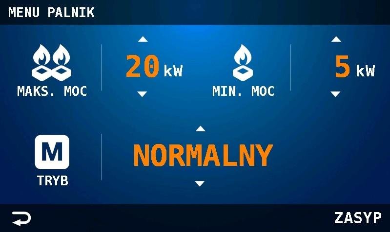 NASTAWY PALNIKA W tej grupie użytkownik ma możliwość ustawienia nastaw związanych z palnikiem. Poniżej przedstawiono parametry, które można zmieniać.