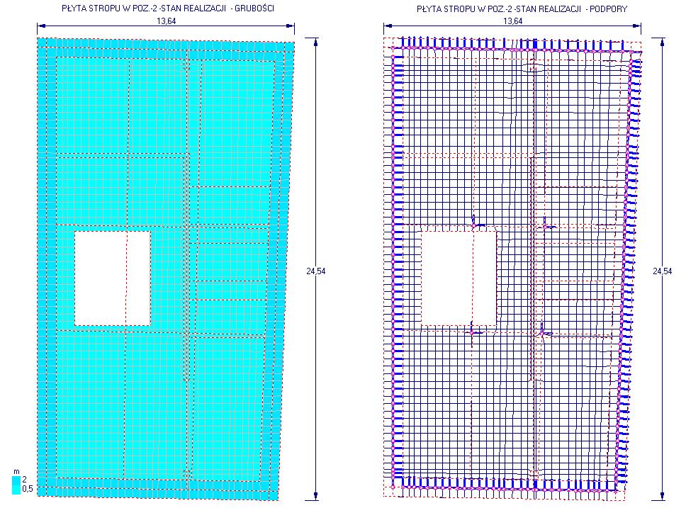 4.6 OBLICZENIA PŁYTY STROPU W POZIOMIE 2 FAZA REALIZACJI plik ABC STROP-2V8REAL dane: -podpora ściana szczelinowa b=100 cm ; h = 6 i 5.