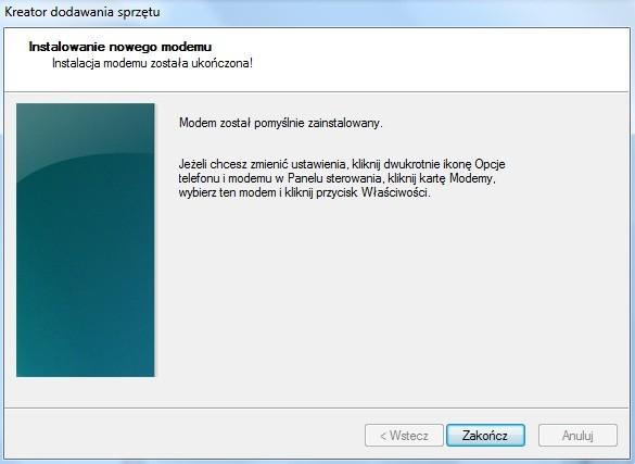 Zakończenie dodawania modemu.
