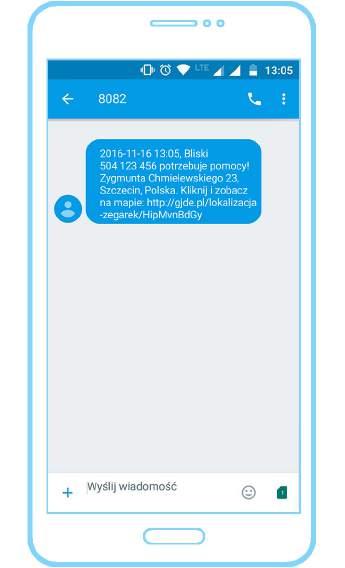 powiadomi Cię, że potrzebuje pomocy i gdzie się znajduje. Powiadomienia S.
