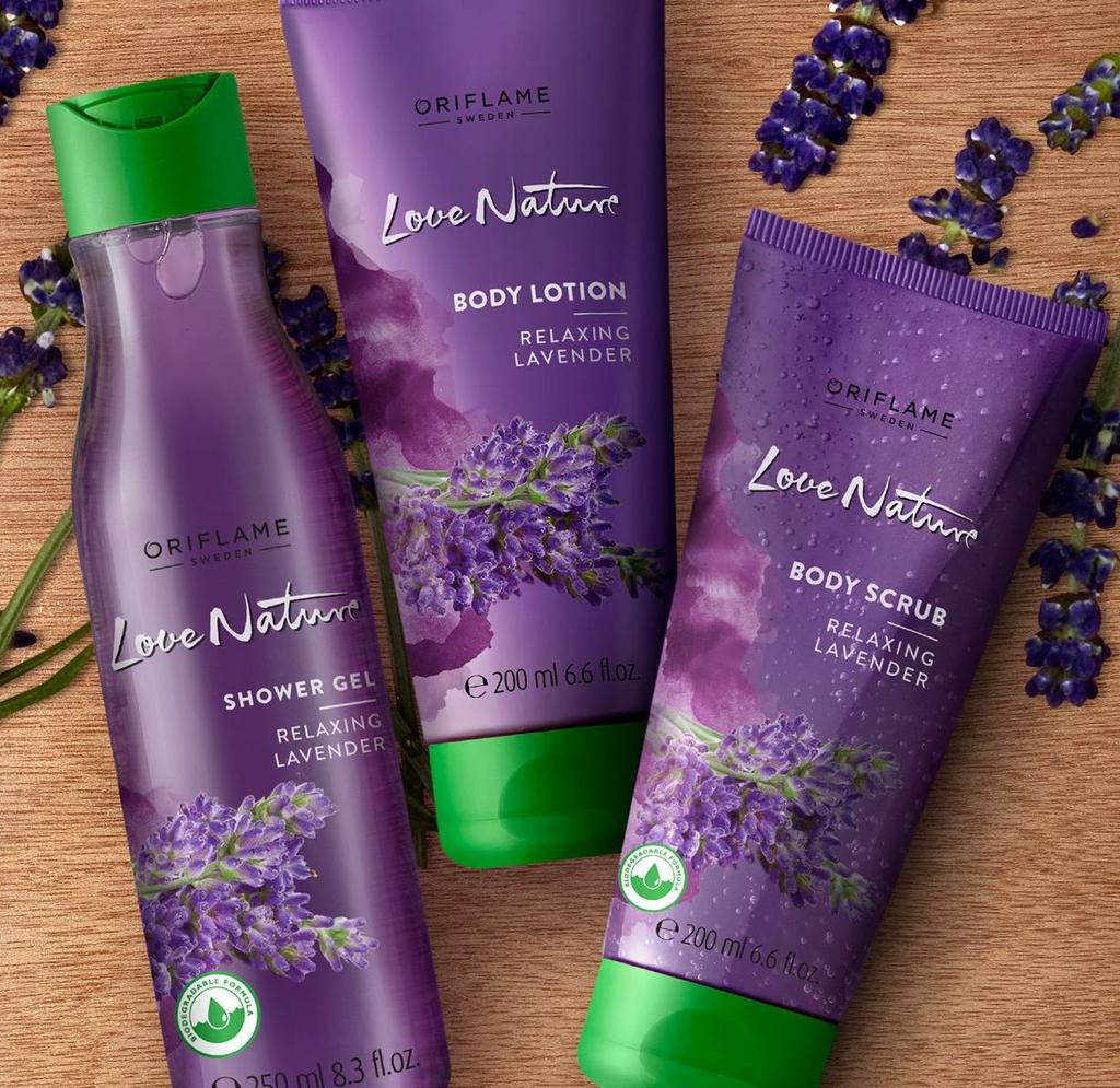 OFERTA SPECJALNA + + -50% Żel pod prysznic z relaksującą lawendą Love Nature 250 ml 32612 Balsam do ciała