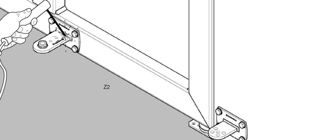 3 Przy całkowicie zamkniętej bramie zamontuj prowizorycznie płytkę Z2 do
