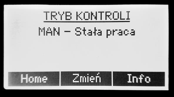 Dostępne są następujące podstawowe tryby kontroli: MAN RH X DEW HYG Ręczne, ciągłe suszenie. Osuszanie do wybranej wartości wilgotności względnej (%).