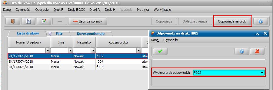 "KOR_Nazwisko_Dziecko2". Dane małżonka i dzieci zostaną automatycznie wydrukowane, jeżeli w danych korespondencji na zakładce Współmałżonek i Dzieci wskazany został małżonek i dzieci.