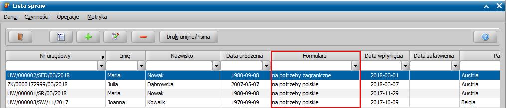 I. Rejestracja spraw z poziomu listy spraw W Oprogramowaniu do obsługi Świadczeń Rodzinnych i Świadczeń Wychowawczych istnieje możliwość rejestracji spraw prowadzonych dla danej osoby, do każdej